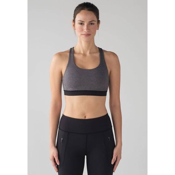 LULULEMON ATHLETICA Invigorate Bra In Heathered Black Black Size 2 - Picture 3 of 3